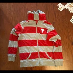 Striped zip-up Phillies hoodie Sz L